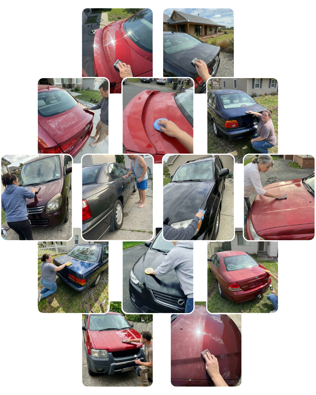 Owner restoring faded vehicle paint